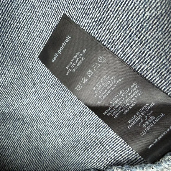 Self-Portrait denim Mini Dress with White Lace Collar size 2 - Picture 9 of 10